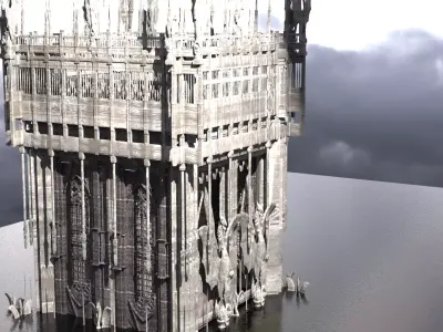 Dark Fire Drake Cathedral Tower 2 3D model