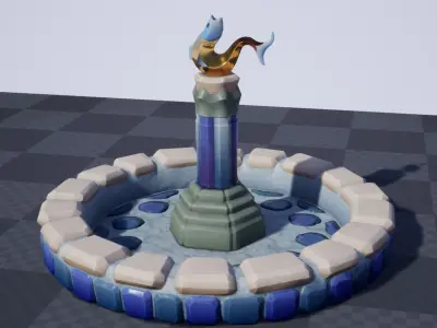 Elegant Versatile Fountain Set Low-poly 3D model