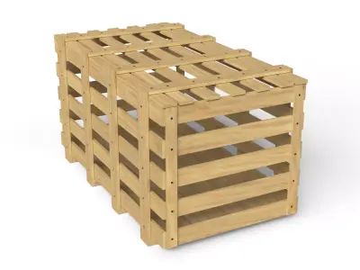 Wooden Frame Crate Low-poly 3D model