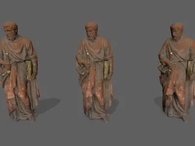Old Man Statue Low-poly 3D model 7