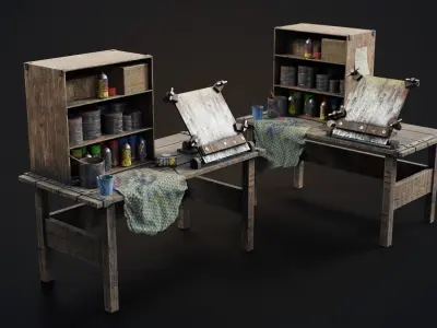 Painting workbench Low-poly 3D model