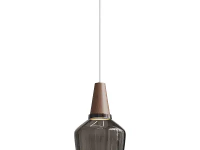 Antique Glass Coated Wood Pendant Lights 3D model