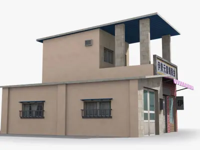 Japanese House x4 Low-poly 3D model purchase