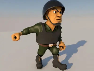 soldier cartoon wearing helmet 3D model