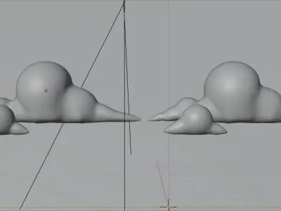 low poly cloud model in sky Low-poly 3D model