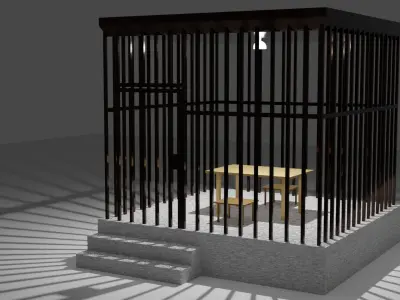 Prison cage with table 3D model