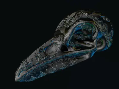 Deluxe Ornamental Bird skull 3D print model