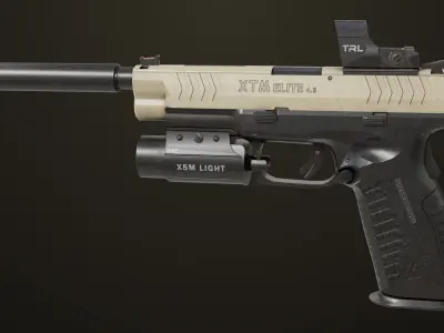 Pistol 06 Black Brown Generic All PBR Unity UE Textures Included Low-poly 3D model