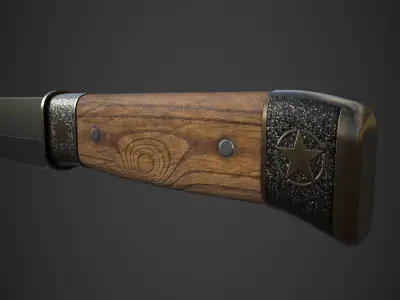Hunting knife Low-poly 3D model 9