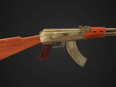 Low Poly AK-47 rifle Low-poly 3D model