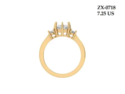 Pear Solitaire Ring 3D print model 10