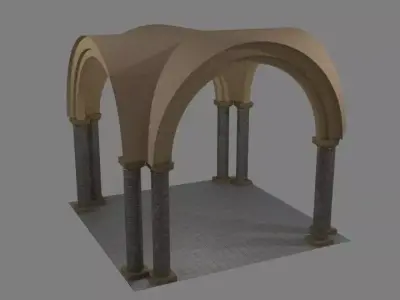 Norman Arch and pillars Low-poly 3D model
