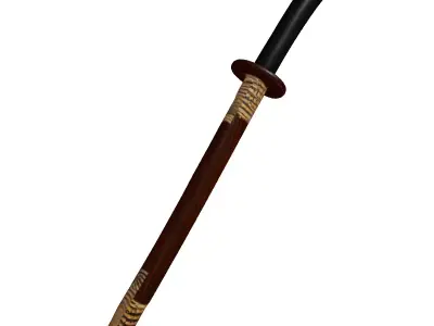 Realistic Wooden Bokken Training Sword 3D model