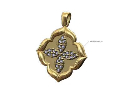 Diamond clusters floral window pendant with bail 3D print model purchase