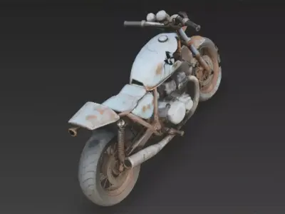 Abandoned Motorcycle Wreck Low-poly 3D model