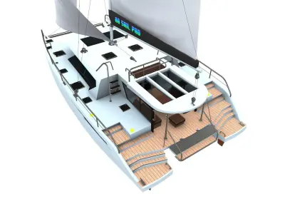 Catamaran Low-Poly PBR Low-poly 3D model