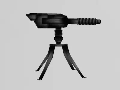 Machine Gun with pedestal 3D model