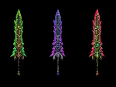Crystal Nature Greatsword Low-poly 3D model