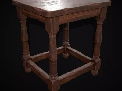 Medieval Antique End Table Low-poly 3D model