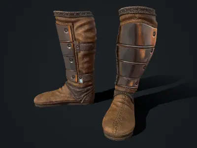 Medieval armored boots Low-poly 3D model