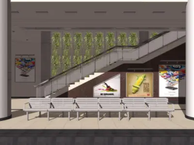  Interior Train Station Waiting Area 3D model