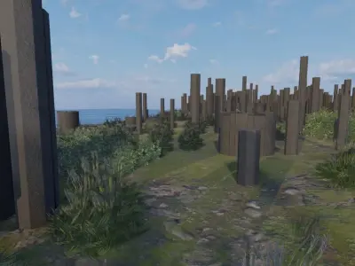 Ancient Stone Ruins By The Sea 3D model