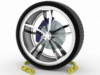 ORTAS CAR WHEEL RIM 103 GAME READY WHEEL RIM TIRE 3D model