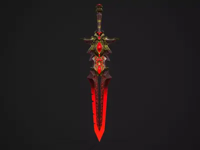 Ancient Blood-Rune Greatsword Gameready Low-poly 3D model