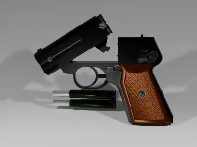 Soviet noiseless pistol complex S4 Low-poly 3D model