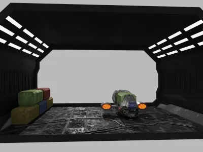 Space Ship With Landing Bay 3D model