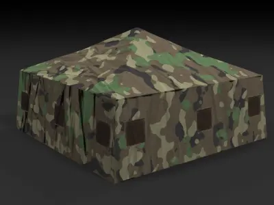 Lowpoly PBR Military Tent Low-poly 3D model