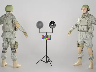Equipped American soldier ready for animation 340 Low-poly 3D model