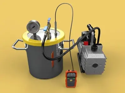 VACUUM DEGASSING CHAMBER AND PUMP KIT 3D model