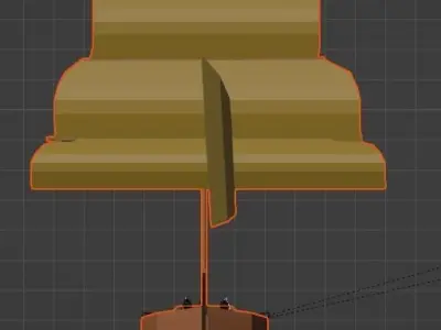 Age of sail gunboat Low-poly 3D model