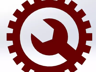 Mechanical Gear Wrench Logo - 3D Printable Engineering Symbol Free 3D print model