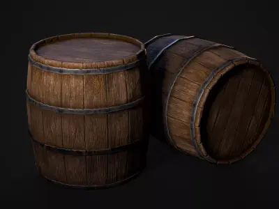 wood barrel Low-poly 3D model purchase