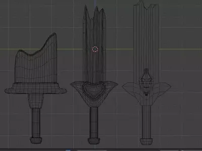 3 stylized rusted broken swords Game-ready Low-poly Low-poly 3D model
