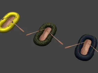 Inflatable Rubber Boats Pack Low-poly 3D model