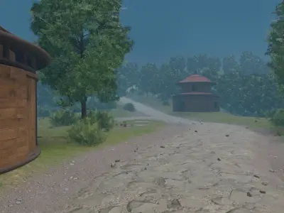 Misty Village Landscape 3D model