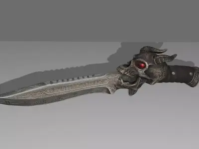 Skull Survival Knife 3D Model DVL 3D Studio Low-poly 3D model