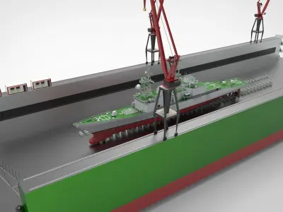 Floating Dock ship repair 3D model