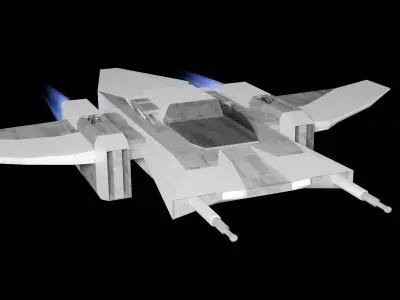 Small spaceship with moving jet trail 3D model