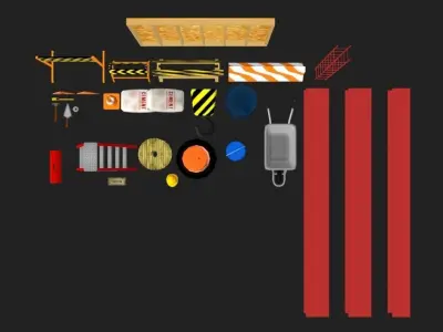 Construction Objects Low-poly 3D model purchase