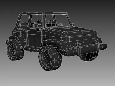 Low Poly Jeep in desert Low-poly 3D model
