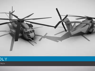 Low Poly Helicopters Pack Low-poly 3D model