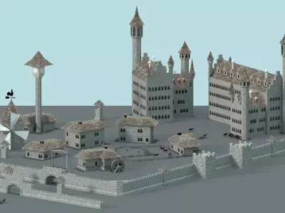 Game Ready Castle gate Low-poly 3D model