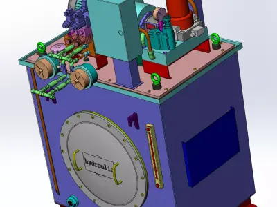 Detailed hydraulic station 3D model