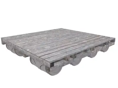 Wooden Raft Low-poly 3D model