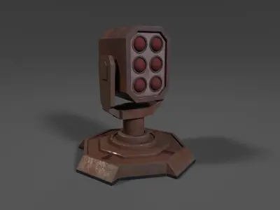 Simple tower-defense missile turret Low-poly 3D model