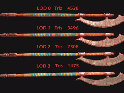 Medieval Polearms Weapon Berdysh Axe Glaive Armory Set Low-poly 3D model